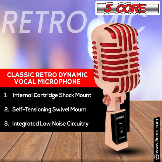 5Core Vintage Microphone Classic Dynamic Professional XLR Studio Retro Style Mic COPPER