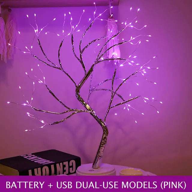 LED Night Light Tabletop Bonsai Tree Light Lamp USB