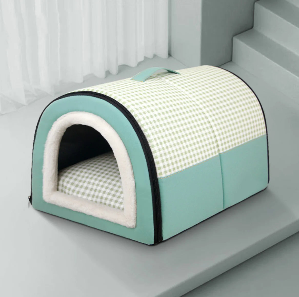 Winter Thickened Semi-Enclosed Pet Bed