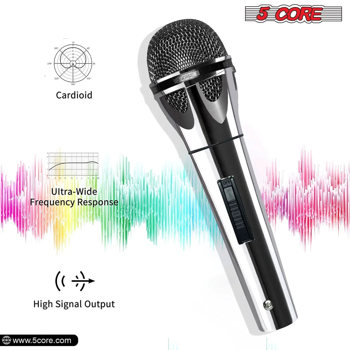 5Core XLR Microphone Dynamic Mic Karaoke Singing Studio Mics Handheld Microfono