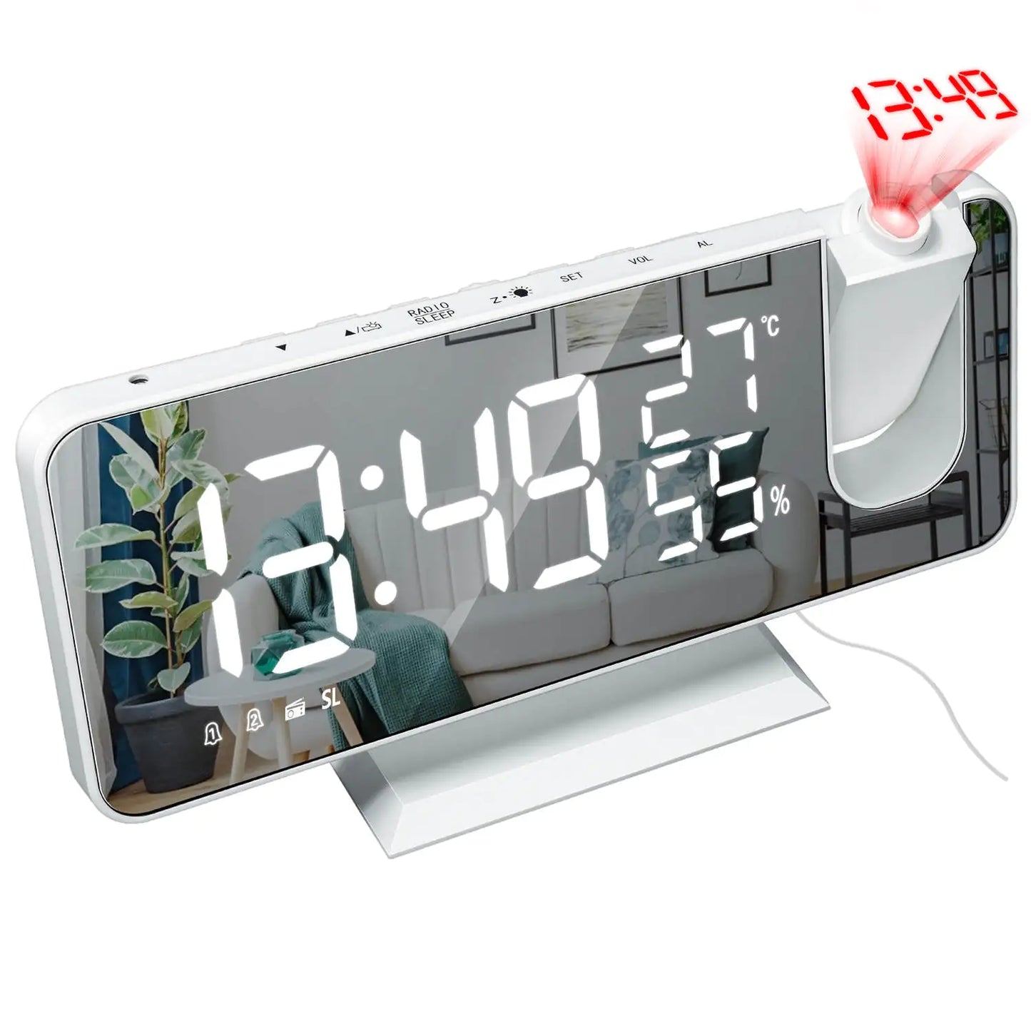 LED Projection Digital Alarm Clock Phone Charger