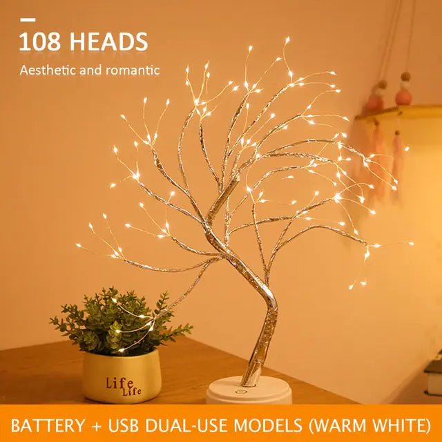 LED Night Light Tabletop Bonsai Tree Light Lamp USB