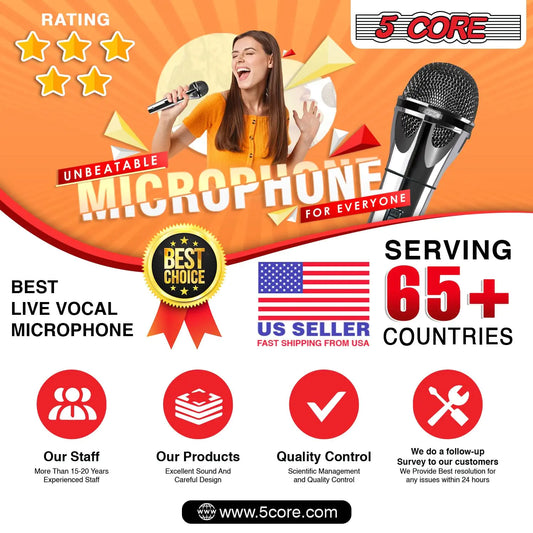 5Core XLR Microphone Dynamic Mic Karaoke Singing Studio Mics Handheld Microfono