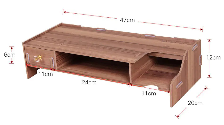 Wooden Monitor Riser And Desk Organizer