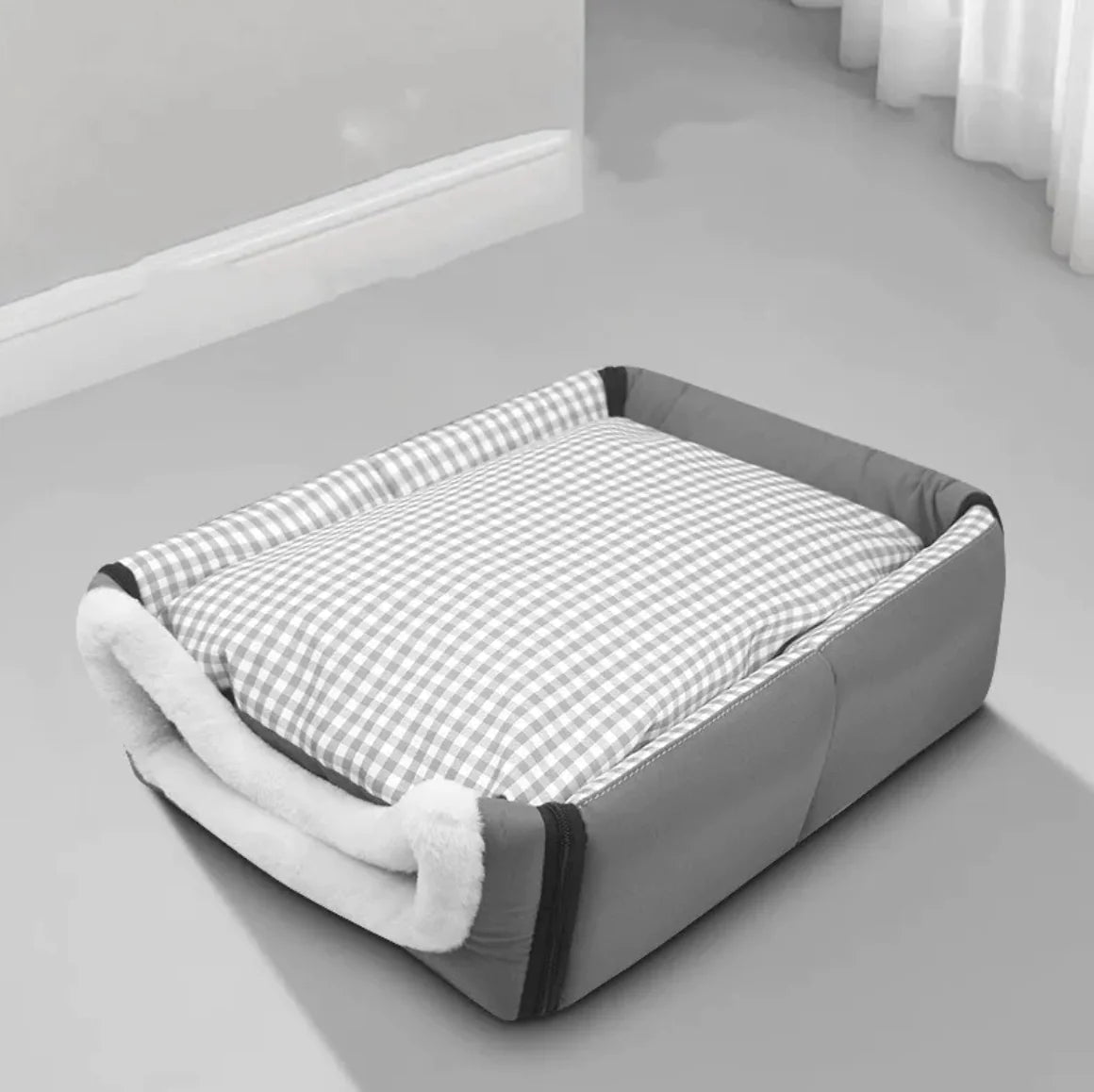 Winter Thickened Semi-Enclosed Pet Bed